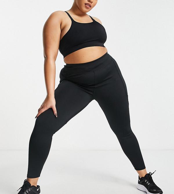 ASOS 4505 Curve icon run tie waist leggings with pocket-Black