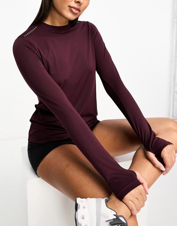 ASOS 4505 Icon long sleeve running top in oxblood-Red