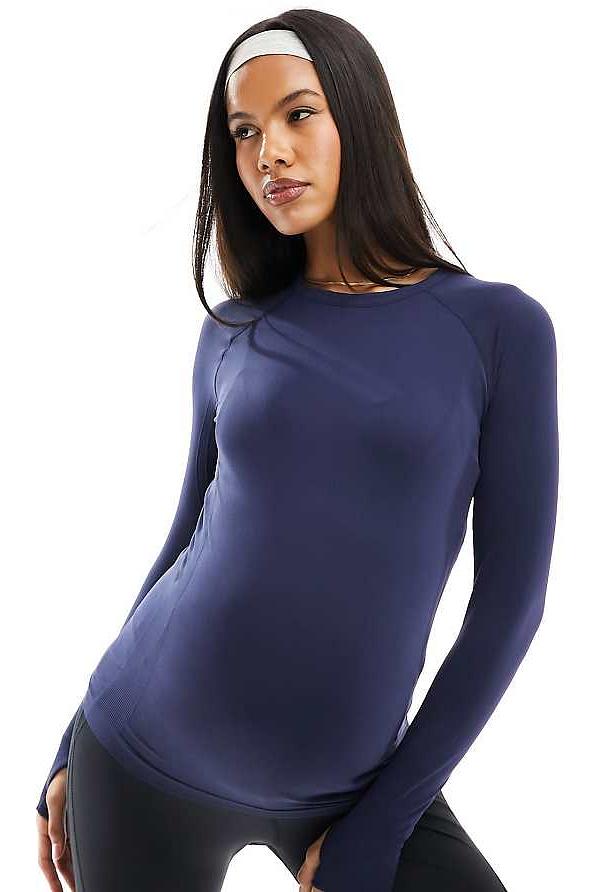 ASOS 4505 Maternity seamless long sleeve top-Navy