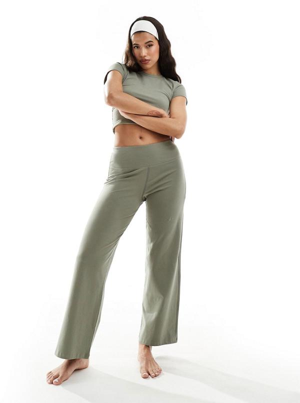 ASOS 4505 Studio soft touch wide leg dance pants in olive green