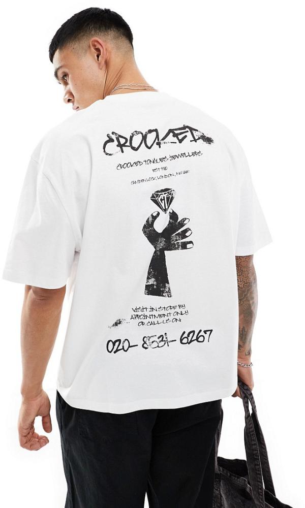 ASOS Crooked Tongues oversized t-shirt in white with back print