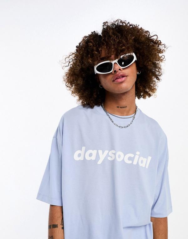 ASOS Daysocial oversized t-shirt with logo print in purple (part of a set)