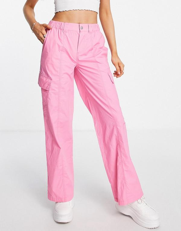 ASOS DESIGN 00s low rise cargo pants in pink