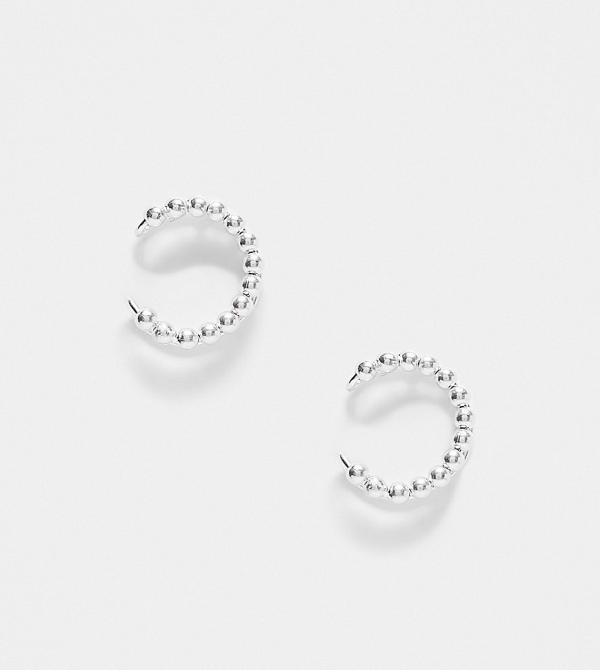 ASOS DESIGN 2 pack sterling silver ear cuff with double row and ball detail