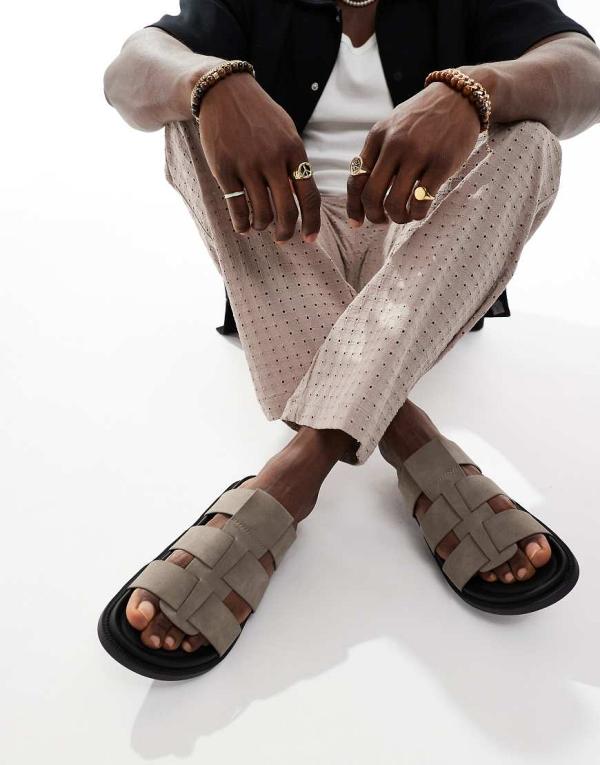 ASOS DESIGN across strap sandals in grey