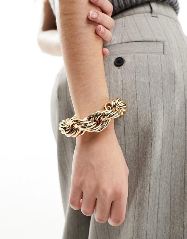 ASOS DESIGN bracelet with chunky twist chain design in gold tone