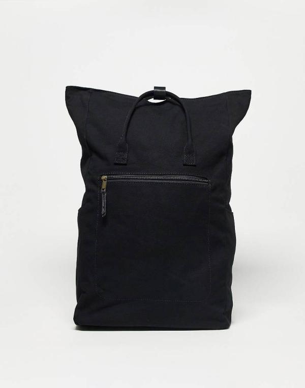 ASOS DESIGN canvas backpack with laptop compartment in black