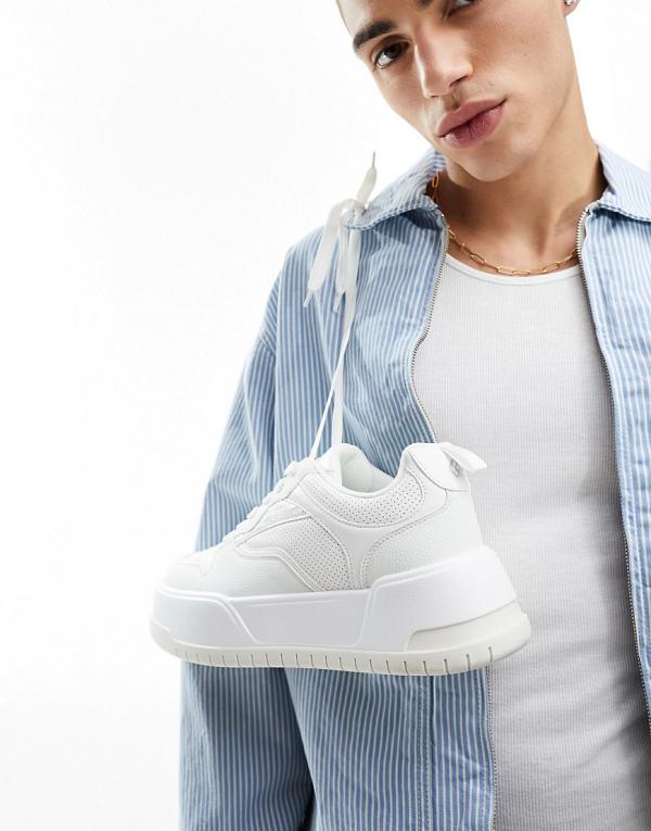 ASOS DESIGN chunky sneakers in white with perforated panels