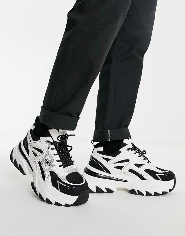 ASOS DESIGN chunky sneakers with monochrome and metallic panelling-Multi