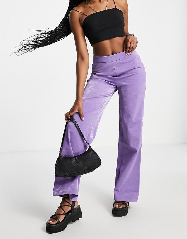 ASOS DESIGN dad pants in iridescent croc faux leather in purple