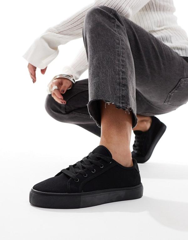 ASOS DESIGN Dizzy lace-up sneakers in black drench