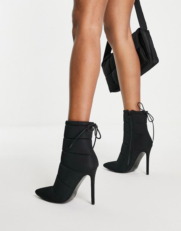 ASOS DESIGN Elisha high heeled padded ankle boots in black