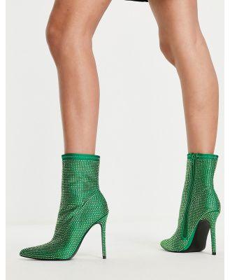 ASOS DESIGN Esme embellished heeled sock boots in green