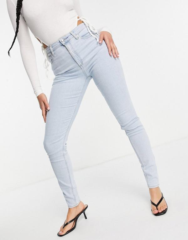 ASOS DESIGN high rise ridley 'skinny' jeans in pretty lightwash-Blue