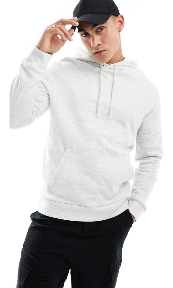 ASOS DESIGN hoodie in white marl