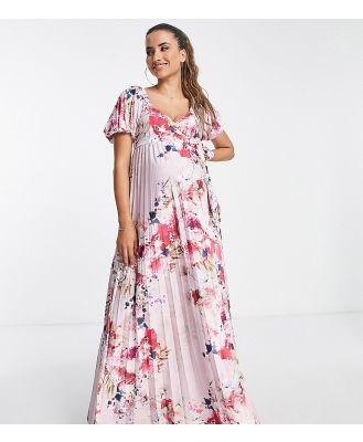 ASOS DESIGN Maternity puff sleeve gathered front midi dress in floral print-Multi