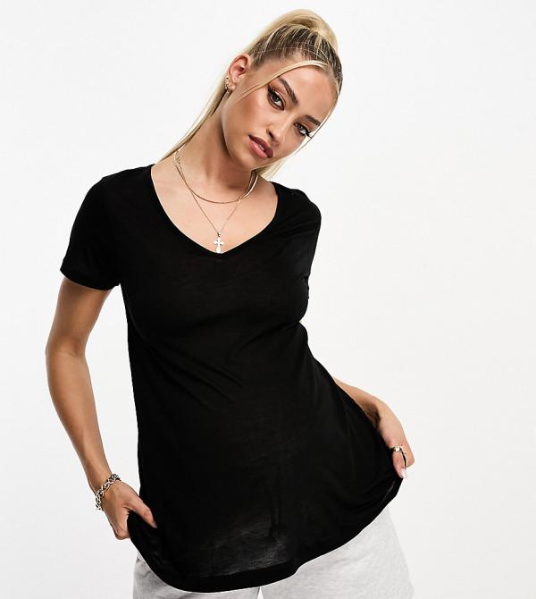 ASOS DESIGN Maternity relaxed v neck t-shirt in black