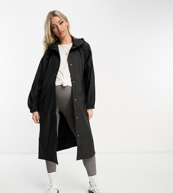 ASOS DESIGN Maternity rubberised rain parka coat in black