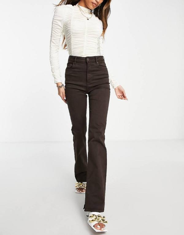 ASOS DESIGN mid rise flare jeans in chocolate-Brown