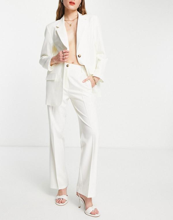 ASOS DESIGN mix & match slim straight suit pants in ivory-White