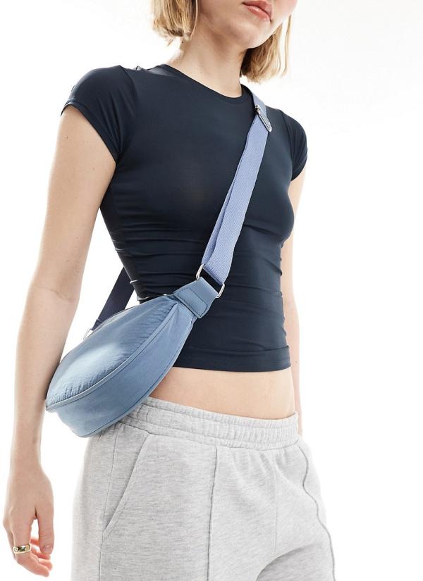 ASOS DESIGN nylon sling crossbody bag in blue
