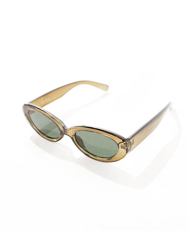 ASOS DESIGN oval sunglasses in crystal green