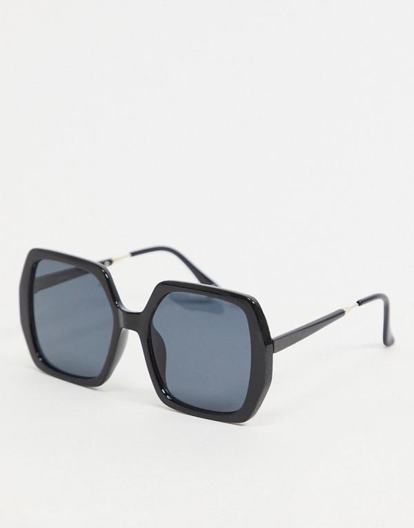 ASOS DESIGN oversized 70s sunglasses in shiny black