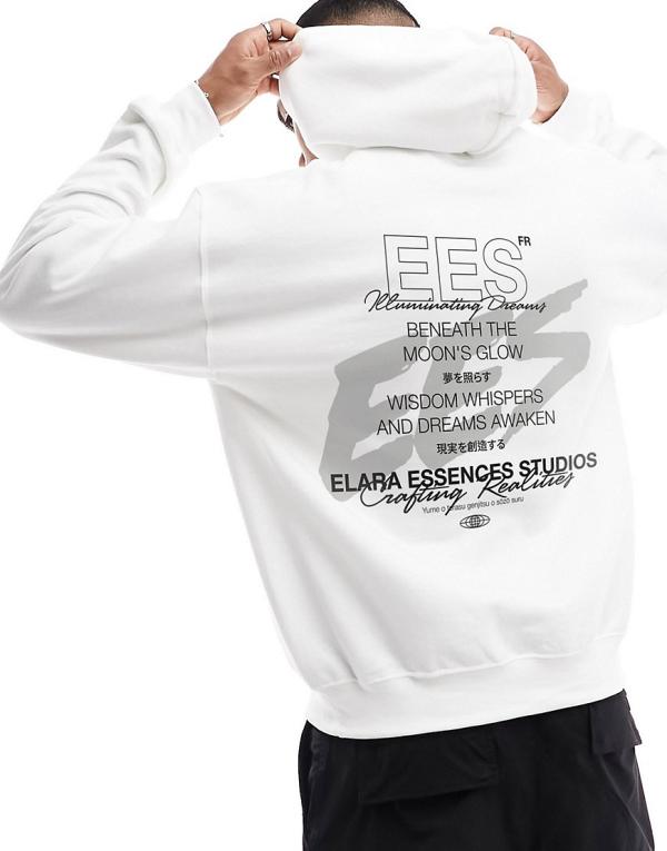 ASOS DESIGN oversized hoodie in white with back text print