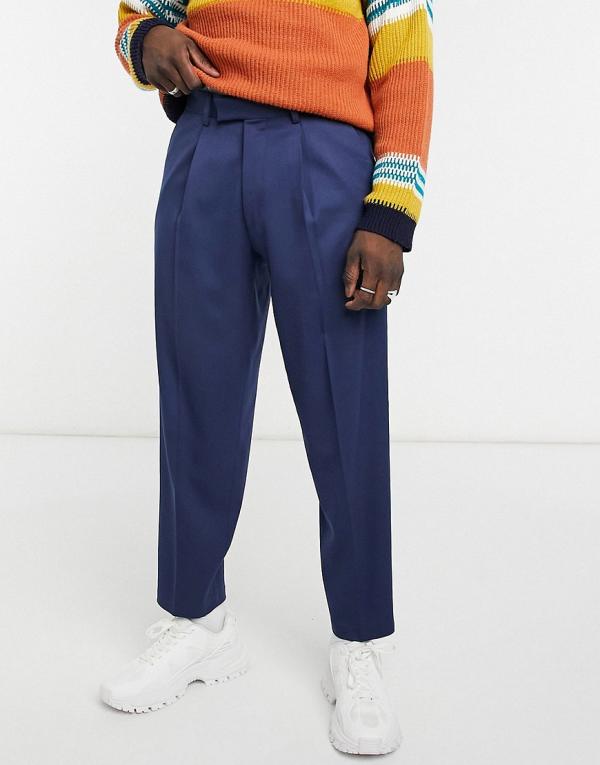ASOS DESIGN oversized tapered smart pants in navy