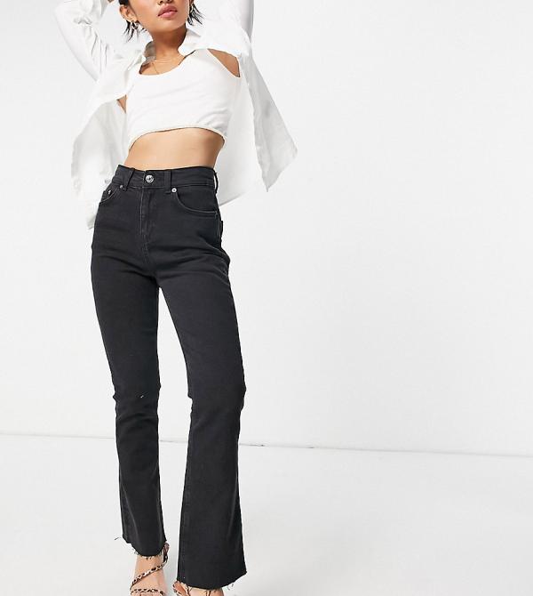 ASOS DESIGN Petite high-rise 70s kick flare jeans in washed black