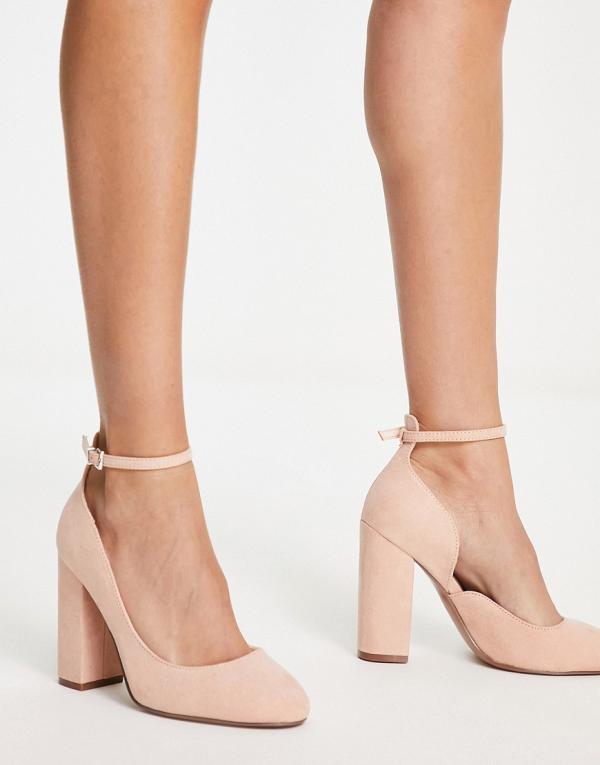 ASOS DESIGN Placid high block heels in blush-Neutral