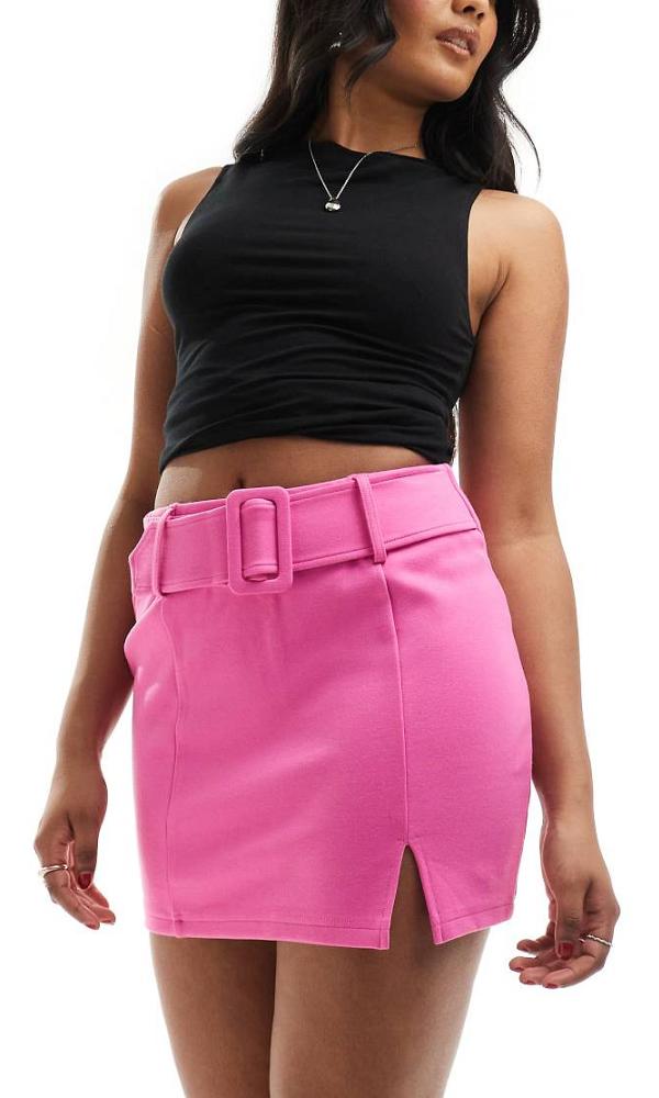 ASOS DESIGN ponte pelmet mini skirt with belt in pink