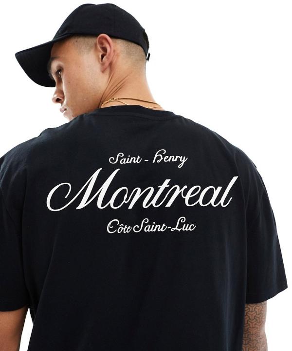 ASOS DESIGN relaxed t-shirt in black with Montreal back print