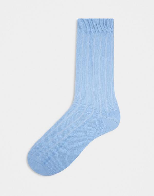 ASOS DESIGN rib socks in light blue
