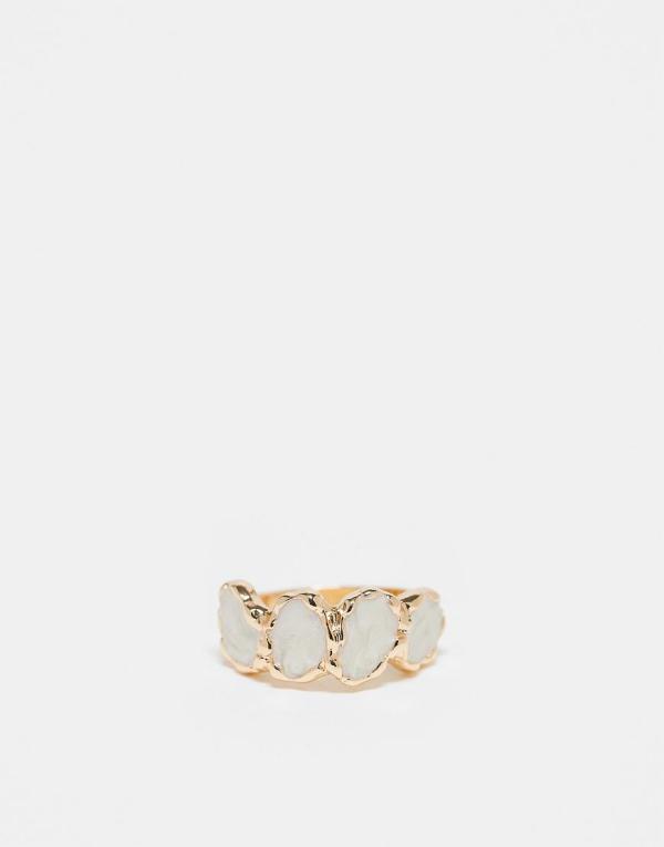 ASOS DESIGN ring with faux pearl detail in gold tone