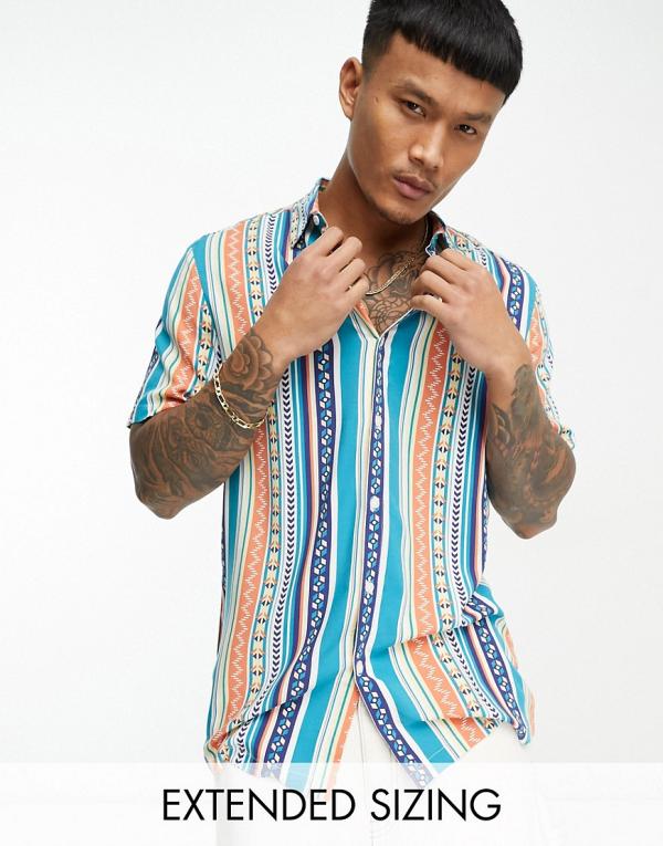 ASOS DESIGN shirt in pattern stripe print-Multi