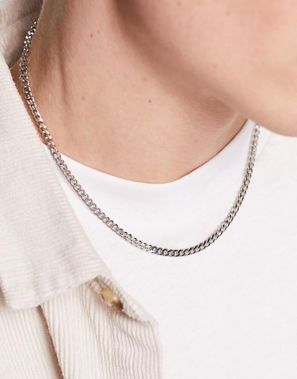 ASOS DESIGN short slim 4mm neckchain in silver tone