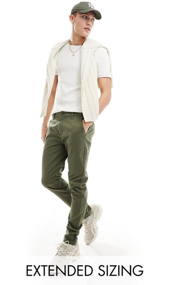 ASOS DESIGN skinny chinos in khaki-Green