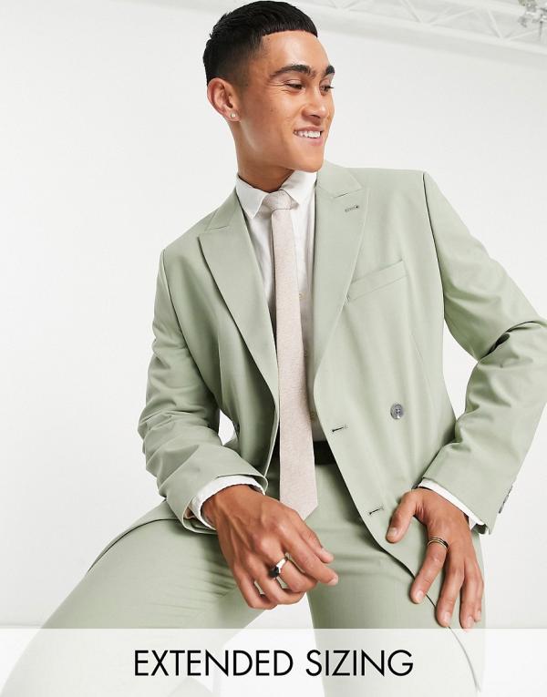 ASOS DESIGN skinny double-breasted suit jacket in sage green