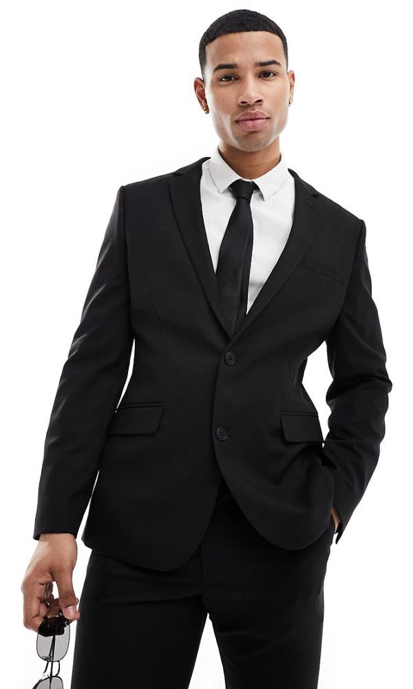 ASOS DESIGN skinny suit jacket in black twill