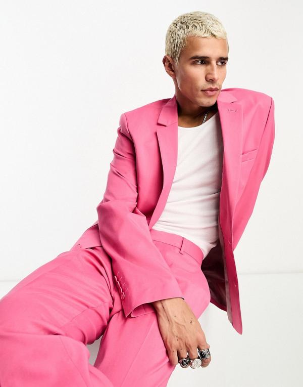 ASOS DESIGN skinny suit jacket in hot pink