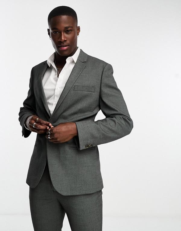 ASOS DESIGN skinny suit jacket in mid grey in micro texture