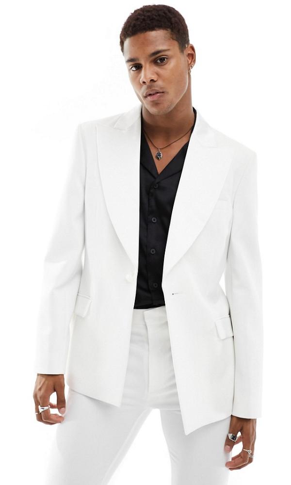 ASOS DESIGN skinny suit jacket with exaggerated satin lapel in white