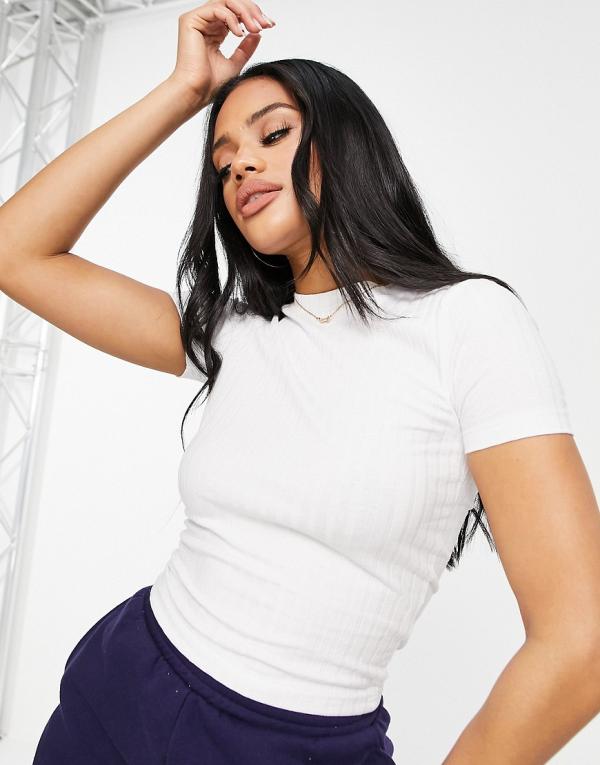 ASOS DESIGN slim fit t-shirt in rib in white