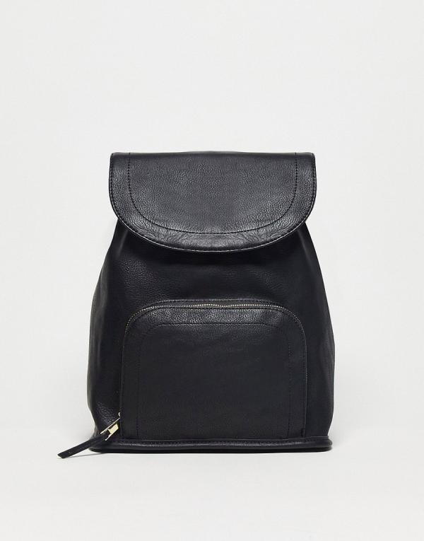 ASOS DESIGN soft backpack with zip front pocket in black
