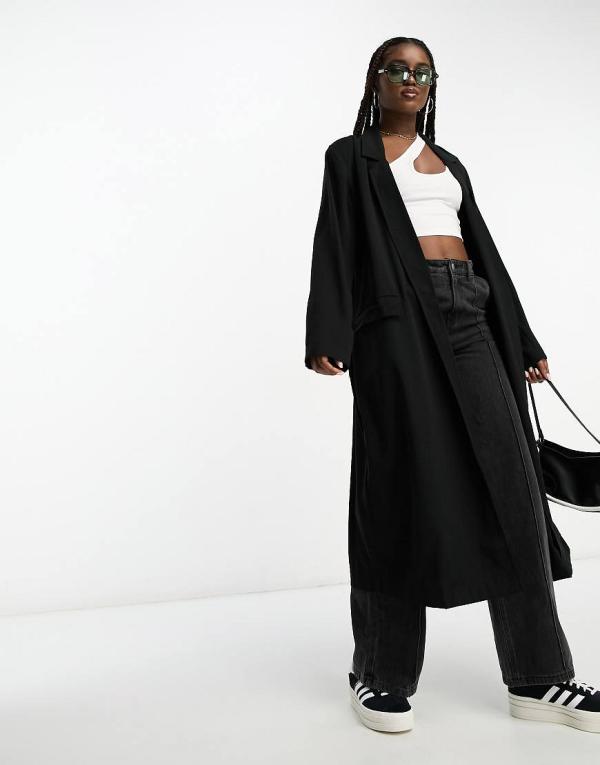 ASOS DESIGN soft duster jacket in black