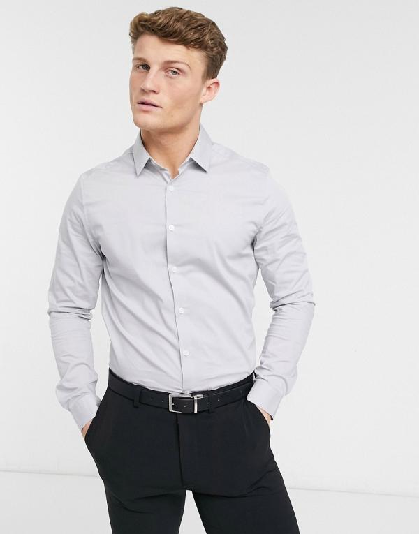 ASOS DESIGN stretch slim fit work shirt in grey