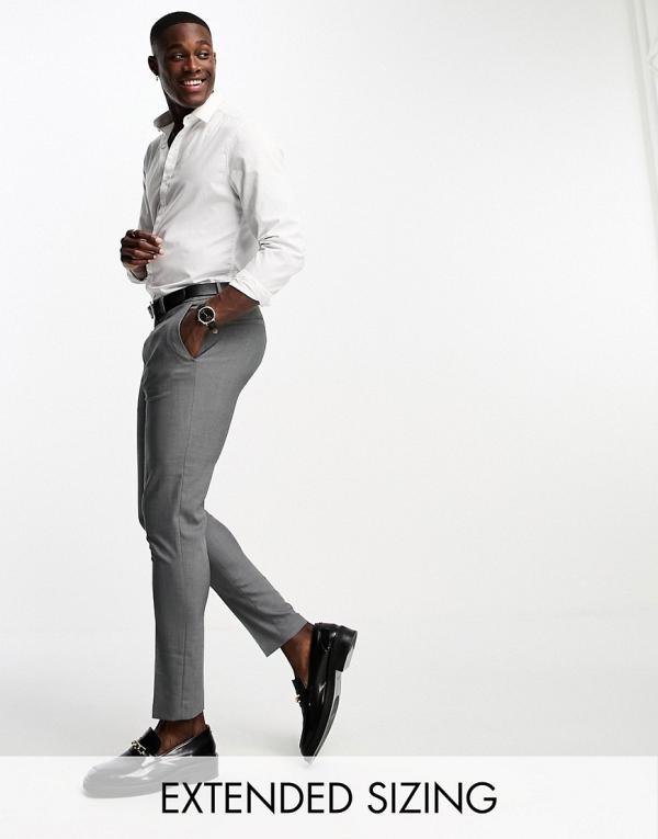 ASOS DESIGN super skinny smart pants in grey pin dot-Neutral