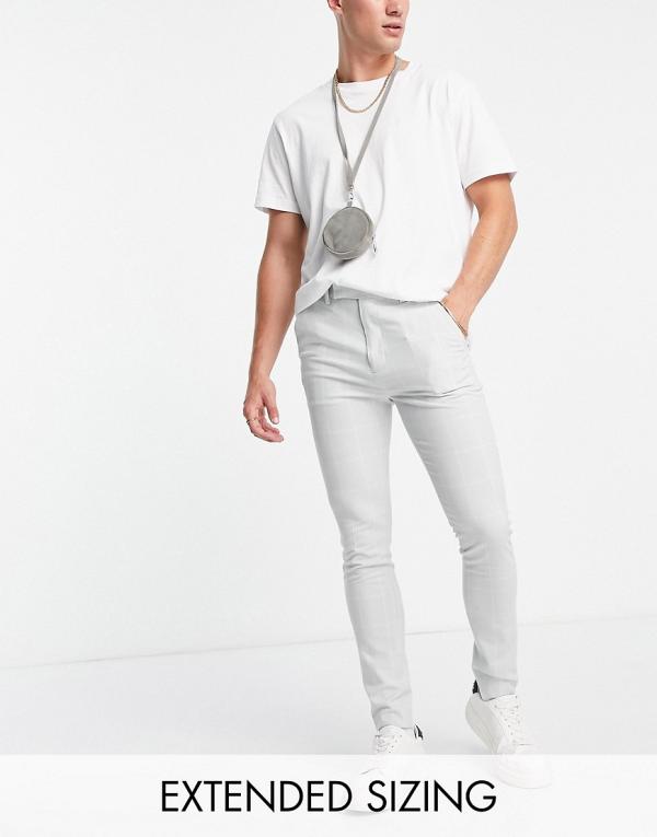 ASOS DESIGN super skinny smart pants with window check in grey