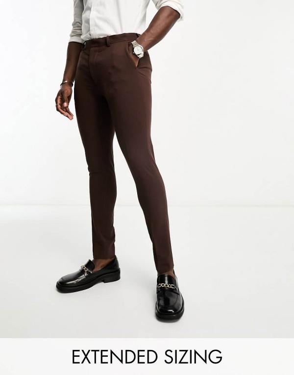 ASOS DESIGN super skinny suit pants in chocolate-Brown